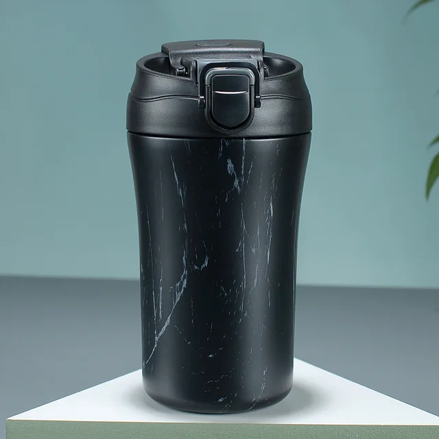 كوب قهوة حراري مزدوج الاستعمال المحمول | Tasse à café thermos en acier inoxydable avec paille et couvercle de 450 ml