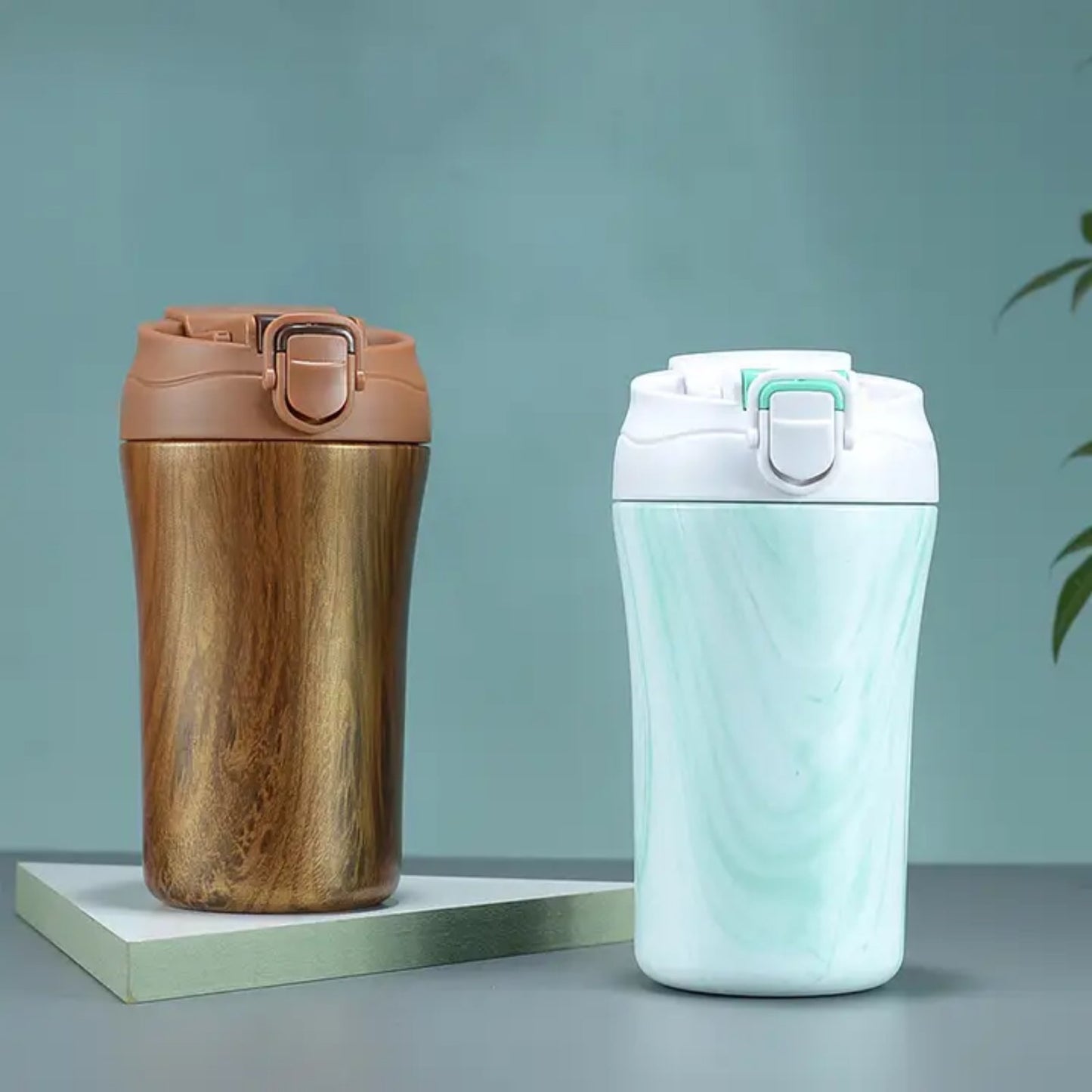 كوب قهوة حراري مزدوج الاستعمال المحمول | Tasse à café thermos en acier inoxydable avec paille et couvercle de 450 ml