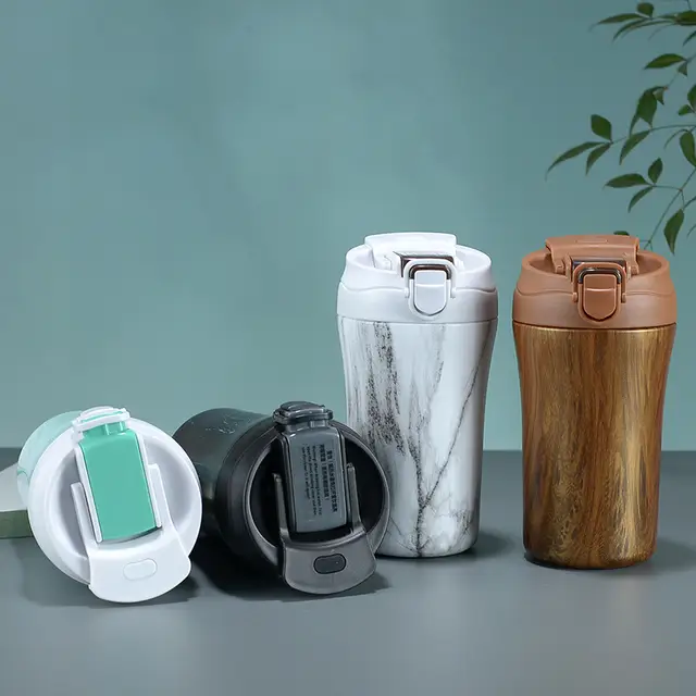 كوب قهوة حراري مزدوج الاستعمال المحمول | Tasse à café thermos en acier inoxydable avec paille et couvercle de 450 ml