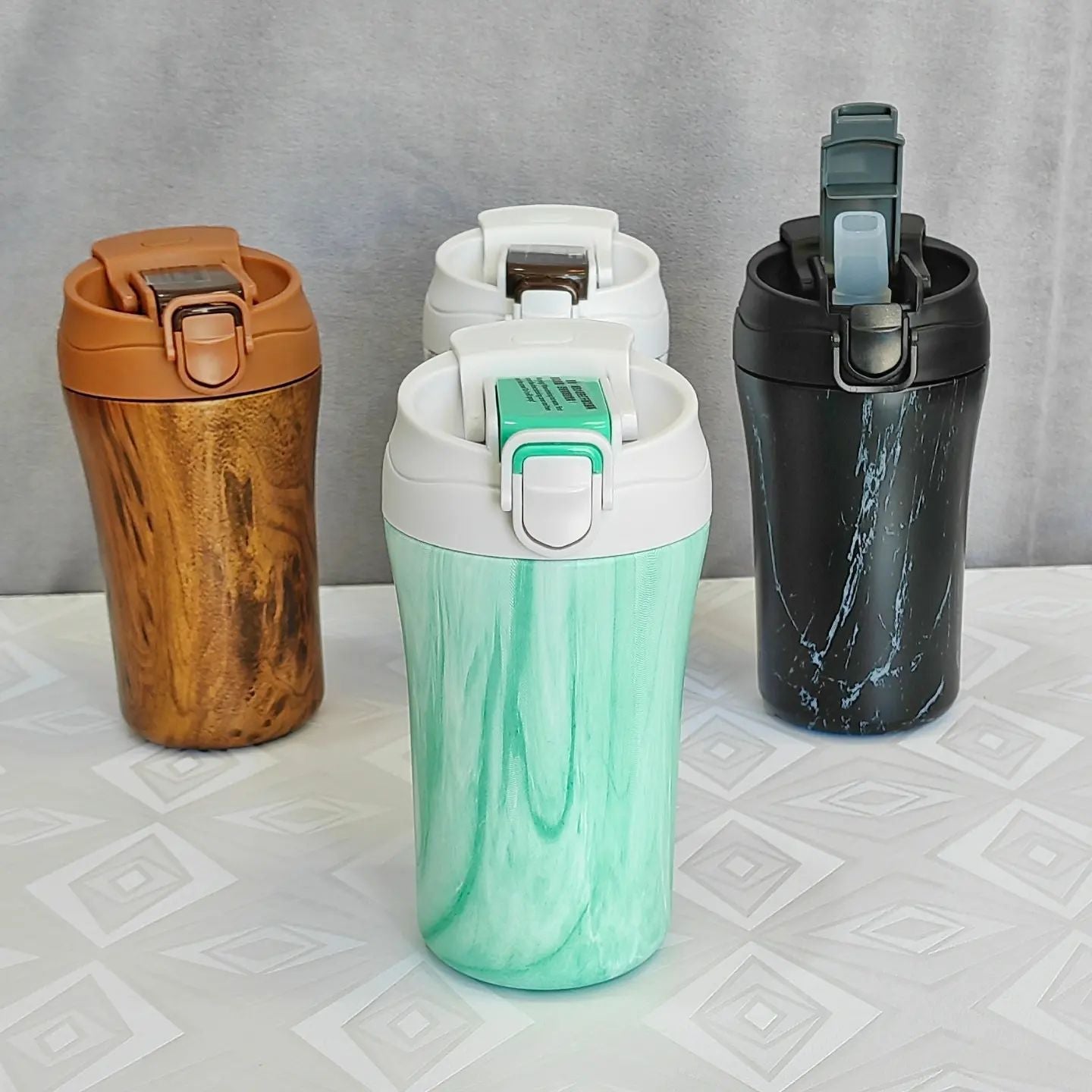 كوب قهوة حراري مزدوج الاستعمال المحمول | Tasse à café thermos en acier inoxydable avec paille et couvercle de 450 ml