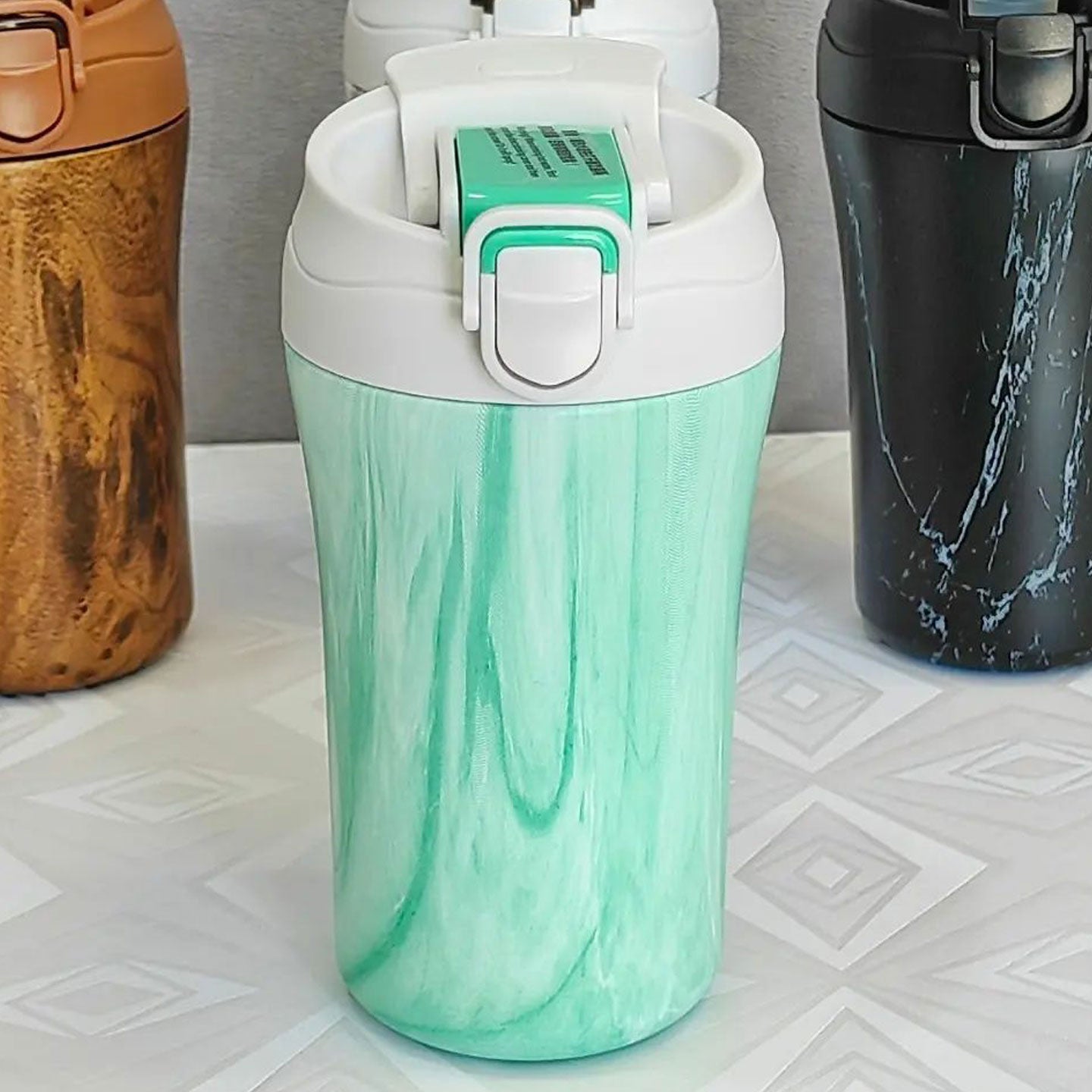 كوب قهوة حراري مزدوج الاستعمال المحمول | Tasse à café thermos en acier inoxydable avec paille et couvercle de 450 ml