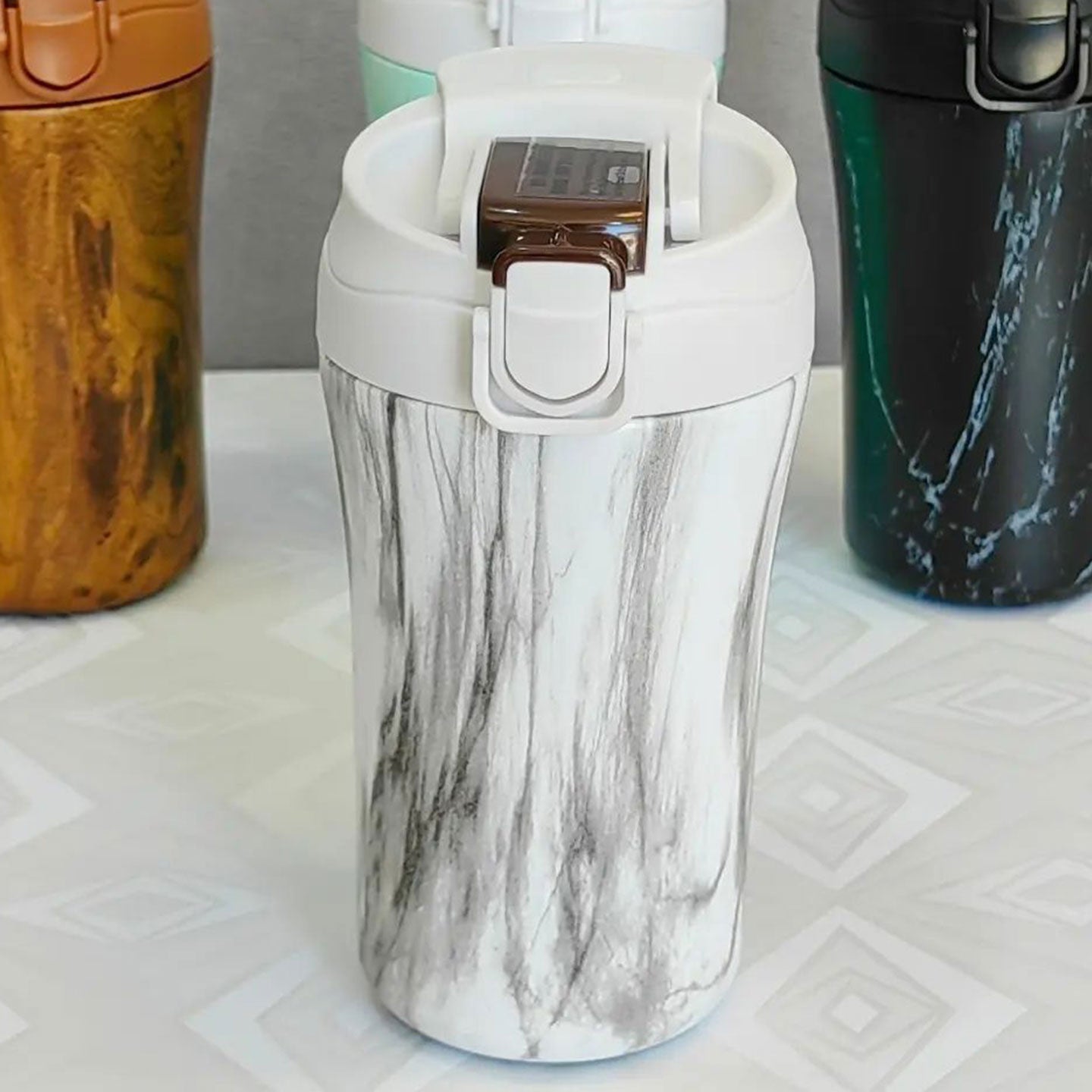 كوب قهوة حراري مزدوج الاستعمال المحمول | Tasse à café thermos en acier inoxydable avec paille et couvercle de 450 ml