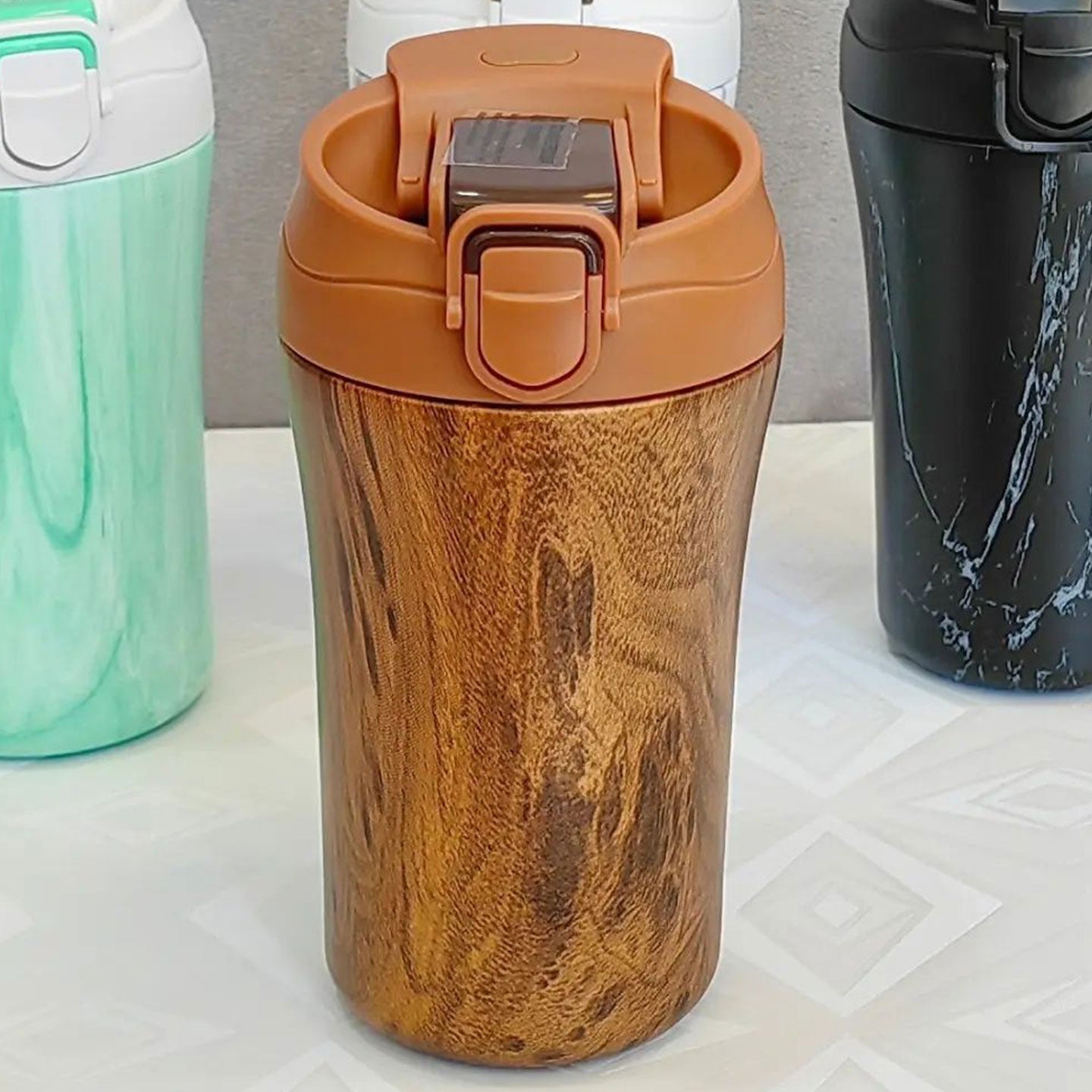 كوب قهوة حراري مزدوج الاستعمال المحمول | Tasse à café thermos en acier inoxydable avec paille et couvercle de 450 ml