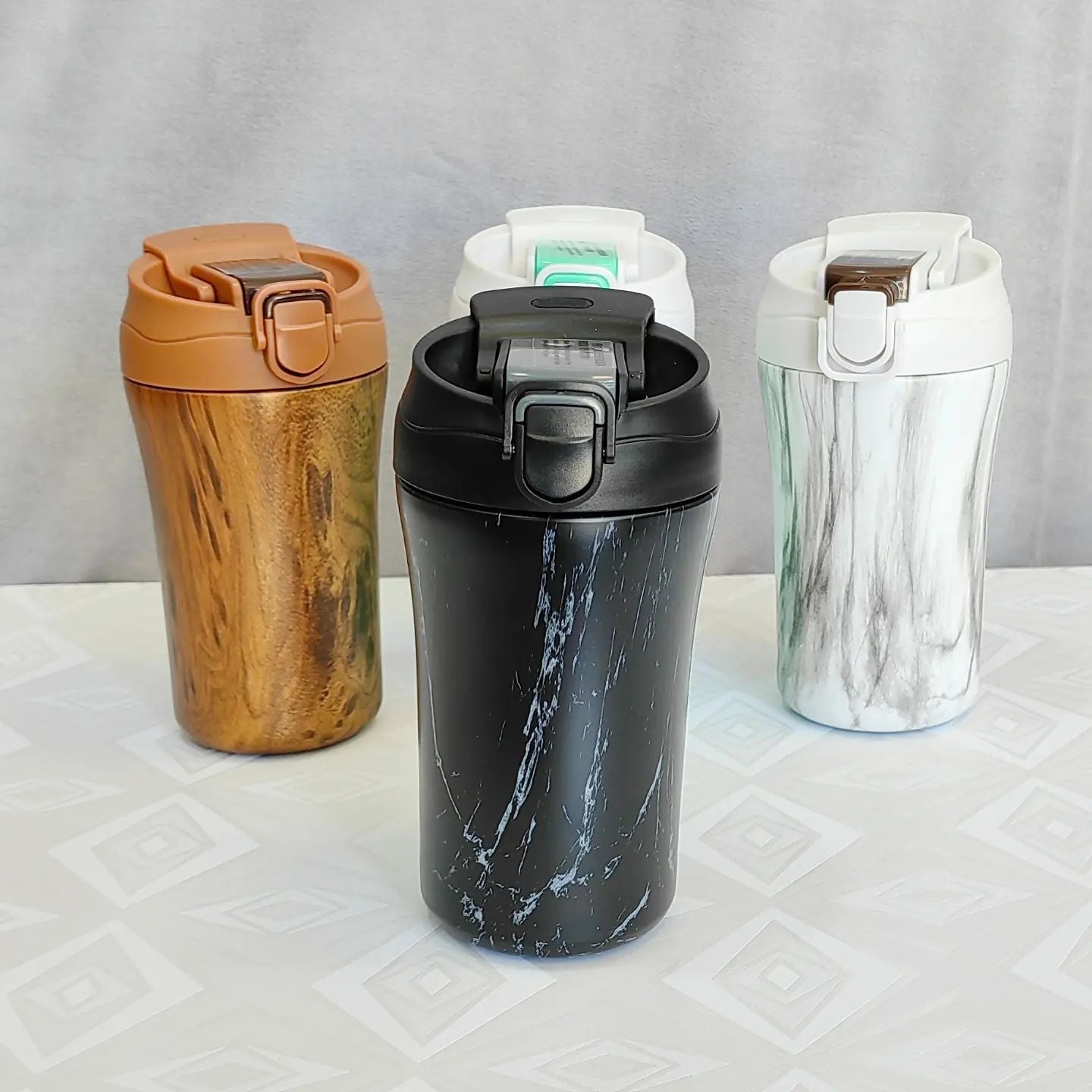 كوب قهوة حراري مزدوج الاستعمال المحمول | Tasse à café thermos en acier inoxydable avec paille et couvercle de 450 ml