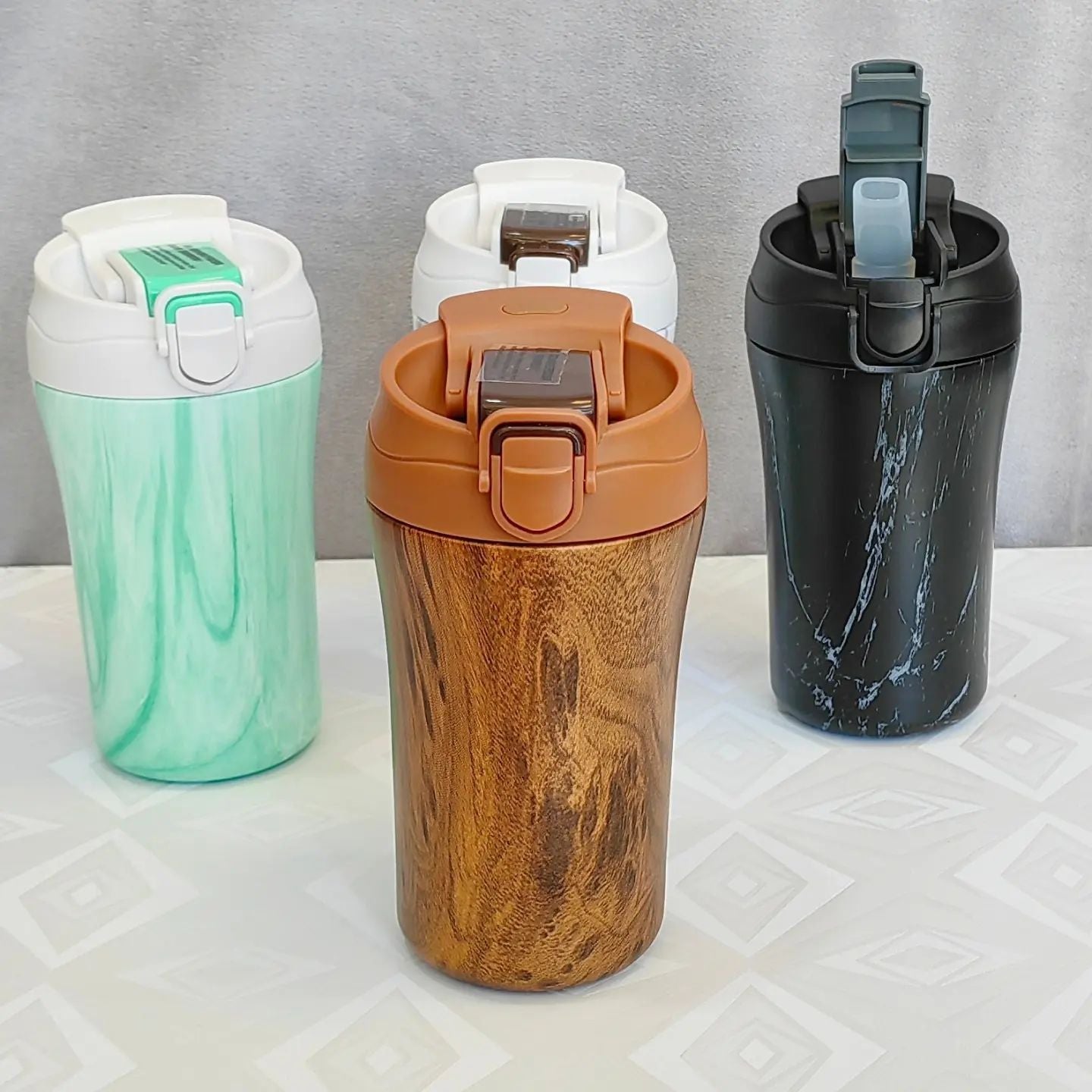 كوب قهوة حراري مزدوج الاستعمال المحمول | Tasse à café thermos en acier inoxydable avec paille et couvercle de 450 ml