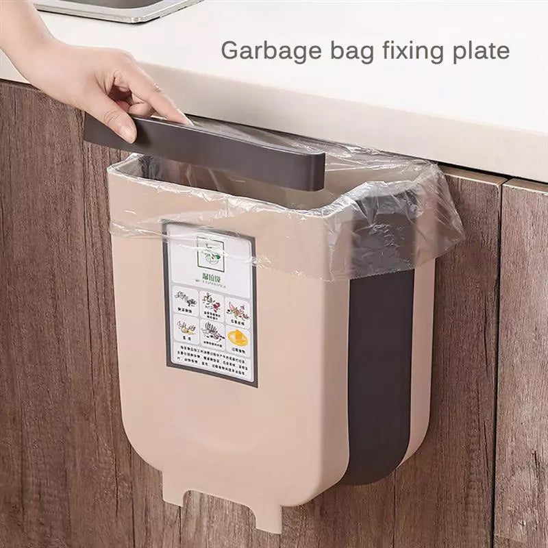 سلة المهملات المعلقة قابلة للطي بتصميم عملي للمحافظة على نظافة مطبخك | Poubelle Murale Pliante à Suspendre Pour Cuisine 3L