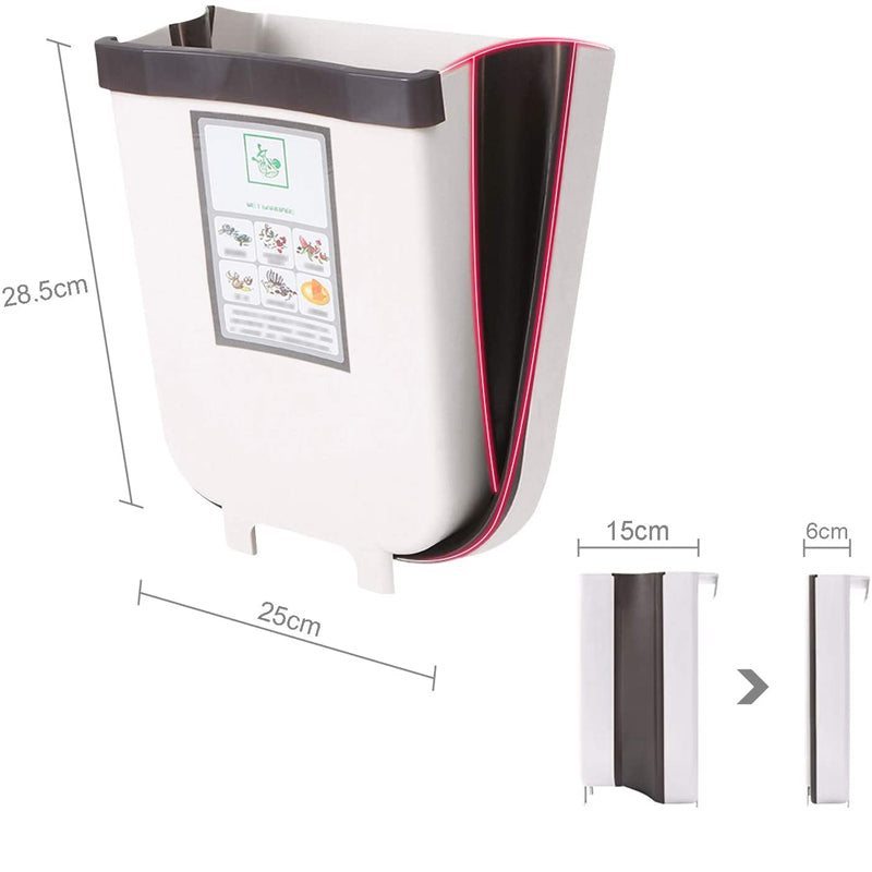 سلة المهملات المعلقة قابلة للطي بتصميم عملي للمحافظة على نظافة مطبخك | Poubelle Murale Pliante à Suspendre Pour Cuisine 3L