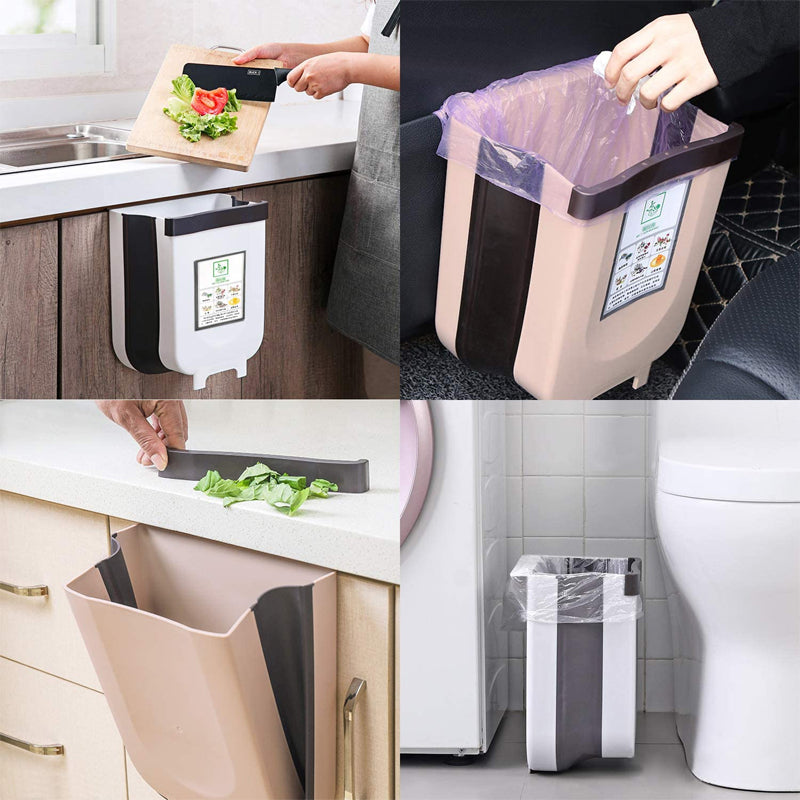 سلة المهملات المعلقة قابلة للطي بتصميم عملي للمحافظة على نظافة مطبخك | Poubelle Murale Pliante à Suspendre Pour Cuisine 3L