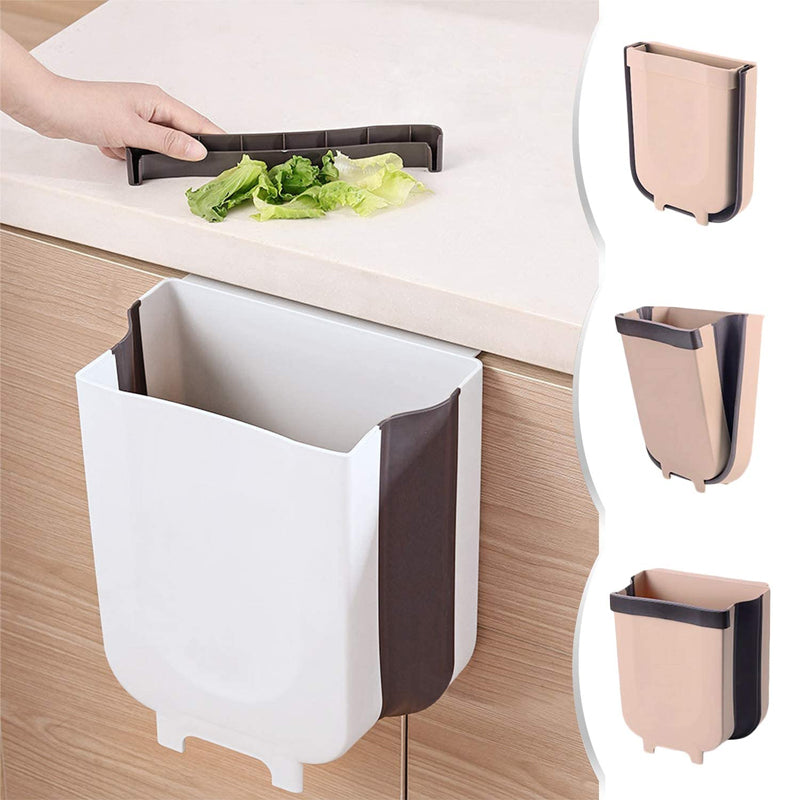 سلة المهملات المعلقة قابلة للطي بتصميم عملي للمحافظة على نظافة مطبخك | Poubelle Murale Pliante à Suspendre Pour Cuisine 3L