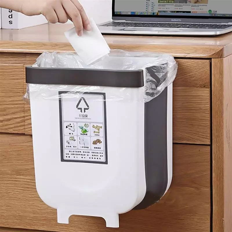 سلة المهملات المعلقة قابلة للطي بتصميم عملي للمحافظة على نظافة مطبخك | Poubelle Murale Pliante à Suspendre Pour Cuisine 3L