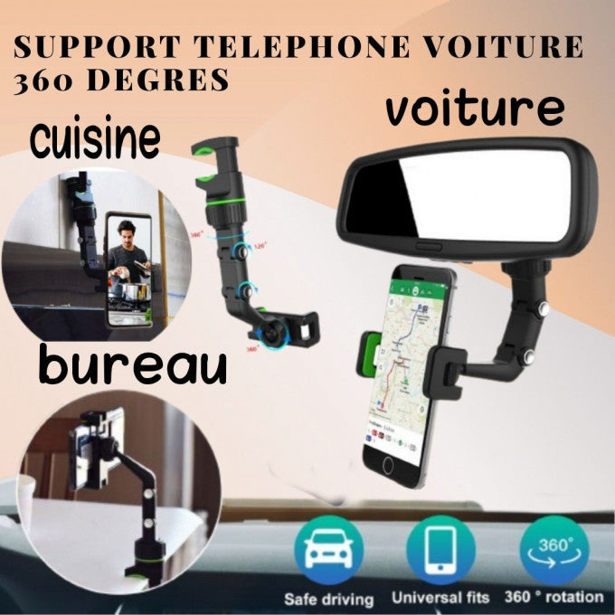 حامل هاتف السيارة العالمي متعدد الوظائف 360 درجة | Support de téléphone de voiture multifonctionnel 360 ° rotatif